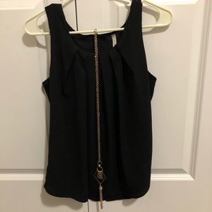 Black Tank with Gold Necklace